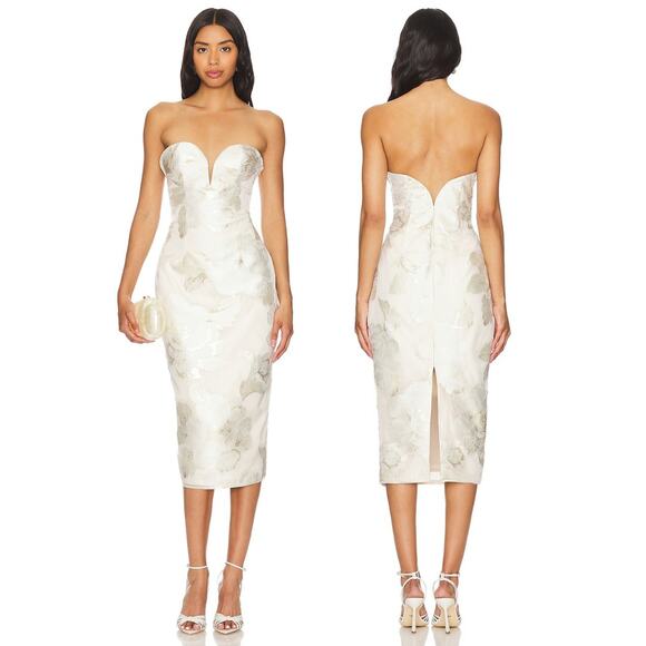 Katie May Tracey Strapless Dress Jacquard Formal Bridal Wedding Party Guest Sz M
